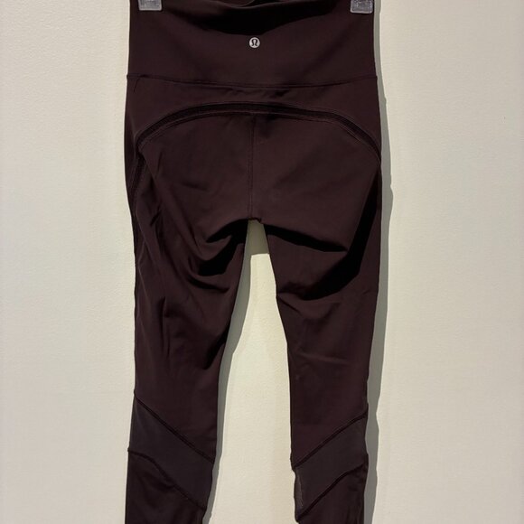 Lululemon Dark Purple Mesh Cutout Athletic Leggings - Women's 4 - Picture 2 of 4